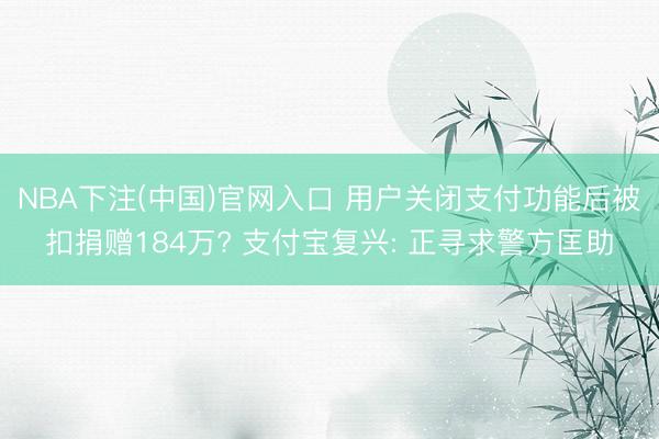 NBA下注(中国)官网入口 用户关闭支付功能后被扣捐赠184万? 支付宝复兴: 正寻求警方匡助