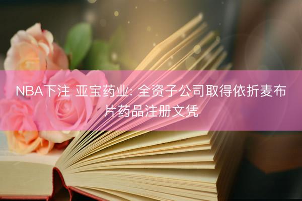 NBA下注 亚宝药业: 全资子公司取得依折麦布片药品注册文凭