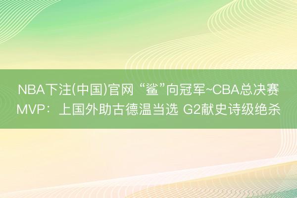 NBA下注(中国)官网 “鲨”向冠军~CBA总决赛MVP：上国外助古德温当选 G2献史诗级绝杀