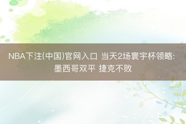 NBA下注(中国)官网入口 当天2场寰宇杯领略: 墨西哥双平 捷克不败