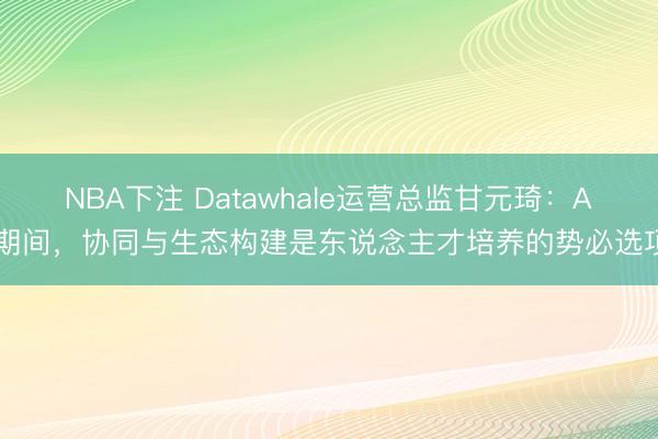 NBA下注 Datawhale运营总监甘元琦：AI期间，协同与生态构建是东说念主才培养的势必选项